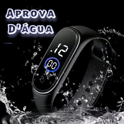 Imagem de Kit Relógio Infantil Digital Led Bracelete Esportivo Prova água Silicone + Colar e Pulseira Miçangas Caixa Coraçao