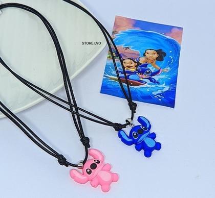 Imagem de Kit Relógio Infantil Digital Led Menina Menino Pisca Luz colorida musical Disney Stitch Angel Lilo + Colar cordão 3D