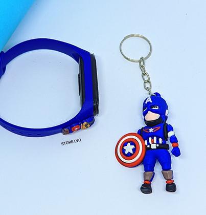 Imagem de Kit Relógio Infantil Digital Silicone Ajustável Crianças + Chaveiro Mini Boneco 3D Emborrachado Super Heróis Lilo Stitch