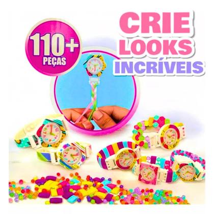 Imagem de kit relogio infantil fashion monta do seu jeito e desmonta brinquedo para menina presente colorido