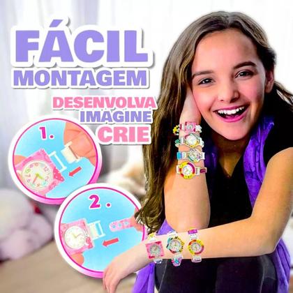 Imagem de kit relogio infantil fashion monta do seu jeito e desmonta brinquedo para menina presente colorido