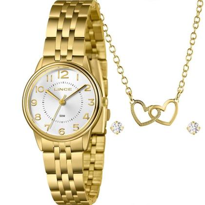 Imagem de Kit Relógio Lince Feminino com Colar e Brincos LRGM027L32KBQHS2KX
