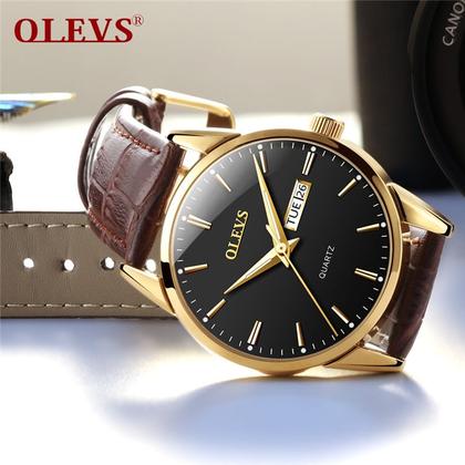 Imagem de Kit Relógio Masculino Social Olevs Gold + Pulseira Bracelete 