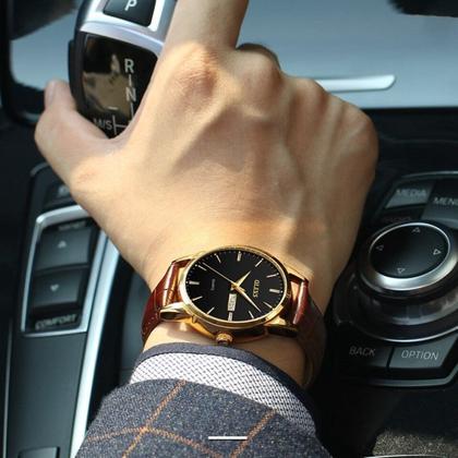 Imagem de Kit Relógio Masculino Social Olevs Gold + Pulseira Bracelete 