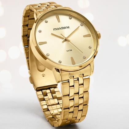 Imagem de Kit Relógio Mondaine Feminino com Colar e Brincos 32598LPMKDE1K1