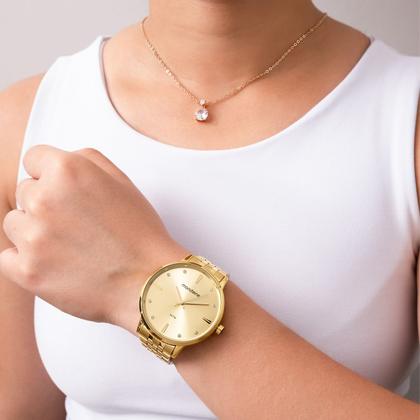 Imagem de Kit Relógio Mondaine Feminino com Colar e Brincos 32598LPMKDE1K1