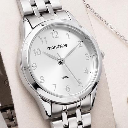 Imagem de Kit Relógio Mondaine Feminino com Colar e Brincos 32608L0MKNE2K1