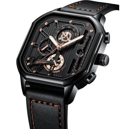Imagem de Kit Relógio Poedagar Masculino Cronógrafo Casual Luxo  E Bracelete 