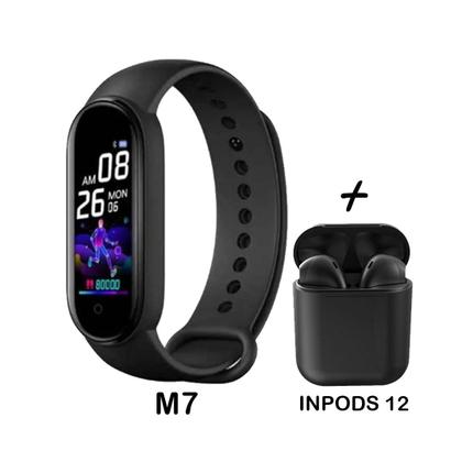 Imagem de kit Relogio  Smart Band M7 Monitor Academia + Fone Sem Fio i12