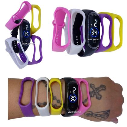 Imagem de Kit relógio troca 5 pulsieras digital led infantil adulto masculino feminino 