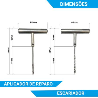 Imagem de Kit Remendo Conserto e Reparo Pneu Sem Camara Macarrão 9 em 1 Carro e Moto Completo