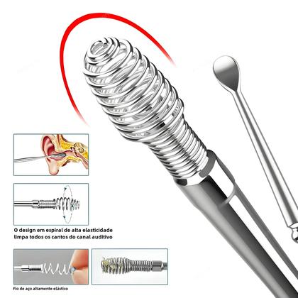 Imagem de Kit Removedor de Cera de Ouvido - Espiral, Colher e Cureta para Limpeza Fácil