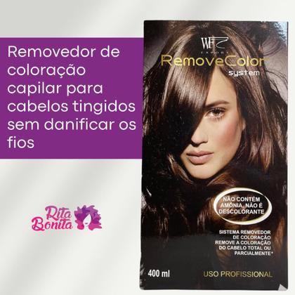 Imagem de Kit Removedor De Coloração Para Cabelos Coloridos, Com Tinta, Coloração, Luzes e Mechas WF 400ml