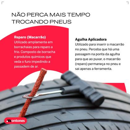 Imagem de Kit Reparo de Pneus Furado Macarrão para Carro e Moto sem Câmara