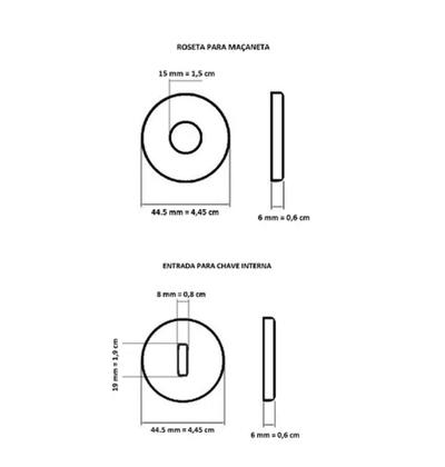 Imagem de Kit Reparo Espelho Roseta Avulsa fechadura porta chave interna Quarto Sala Cromado inox polido