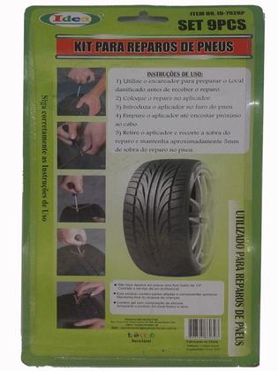 Imagem de Kit Reparo Pneu Remendo Sem Câmara Carros Motos Macarrão