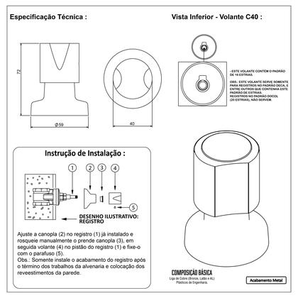 Imagem de Kit Reparo Salva Registro com Acabamento ABS Chuveiro Pressão Universal Fácil C50