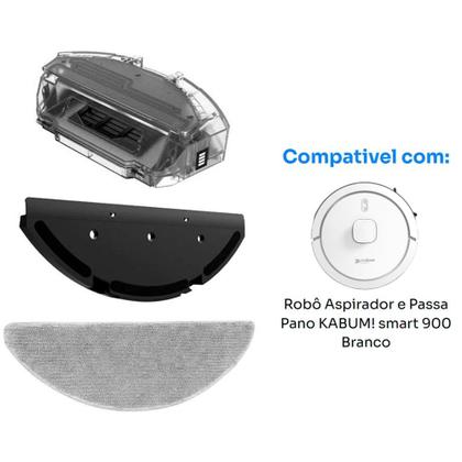 Imagem de Kit reposição para Robô Aspirador KABUM! smart 900, Branco - 1 Suporte de Pano + 1 Pano de Limpeza + 1 Reservatório - KSHPR243