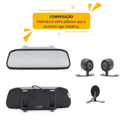 Imagem de Kit Retrovisor 4.3" Polegadas com Câmera de Ré Borboleta Tech One - KC-E-6317