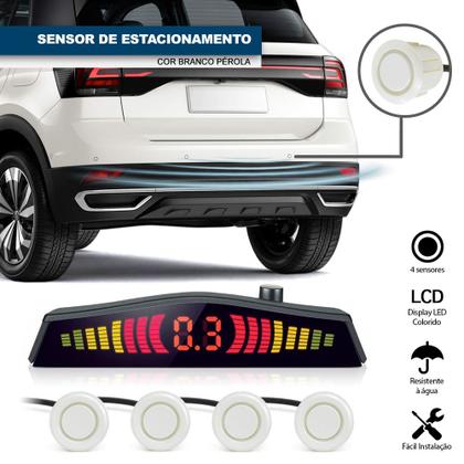 Imagem de Kit Retrovisor C/ Tela + Câmera Ré E Frontal + Sensor Ré Branco Pérola Perolado BMW Z4 2015 2016 2017 2018 2019 2020 Estacionamento