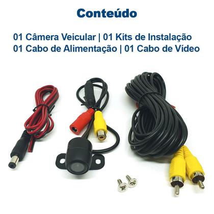 Imagem de Kit Retrovisor C/ Tela + Câmera Ré E Frontal + Sensor Ré Preto Jetta 2011 2012 2013 2014 Estacionamento