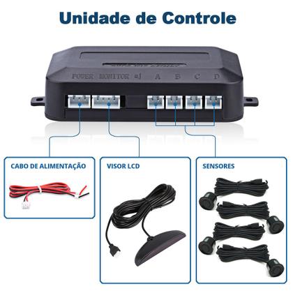 Imagem de Kit Retrovisor C/ Tela + Câmera Ré E Frontal + Sensor Ré Preto Spacecross 2016 2017 2018 2019 2020 Estacionamento