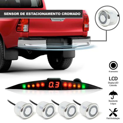 Imagem de Kit Retrovisor C/ Tela + Câmera + Sensor Ré Prata Cromado Cromo Astra 1995 1996 1997 Espelho Visor Estacionamento