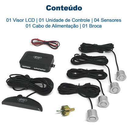 Imagem de Kit Retrovisor C/ Tela + Câmera + Sensor Ré Prata Honda Civic 2004 2005 2006 2007 2008 2009