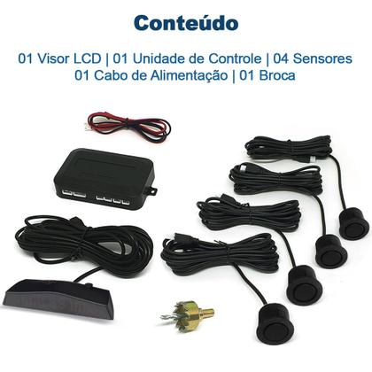 Imagem de Kit Retrovisor C/ Tela + Câmera + Sensor Ré Preto Fosco Emborrachado Chery S18 2012 2013 Espelho Visor Estacionamento