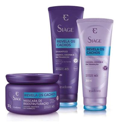 Imagem de Kit Revela Cachos Shampoo + Condicionador + Creme de Pentear Siàge Eudora