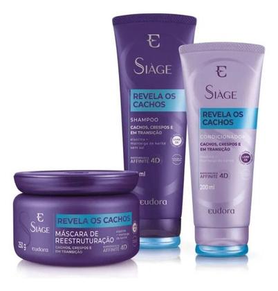 Imagem de Kit Revela Cachos Shampoo + Condicionador + Creme de Pentear Siàge Eudora