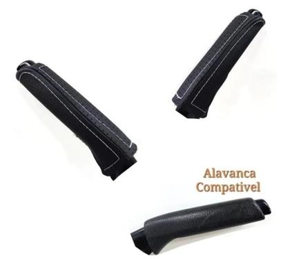 Imagem de Kit Revestimento Couro Capa Manopla Câmbio Manual e Alavanca Freio De Mão Volkswagen Gol G5