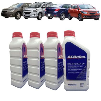 Imagem de Kit Revisão 4 Litros de Óleo 5W30 Semissintético + 1 Filtro de Óleo + 1 Filtro de Combustível Spin Onix Cobalt Prisma Todos 2012 até 2016