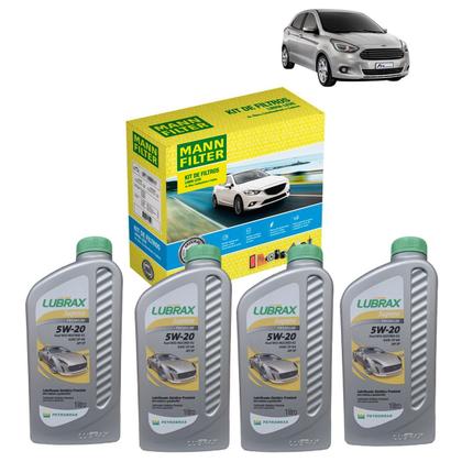 Imagem de Kit Revisão 4 Litros de Óleo Lubrax Supera Premium 5W20 + Kit de Filtros Mann Filter Ford Ka 1.0 12V Flex/1.5 16V Flex 2014 até 2021