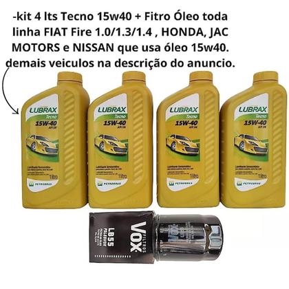 Imagem de Kit Revisao 4lt Oleo Motor 15w40 Siena 1.0 Strada 1.3/1.4