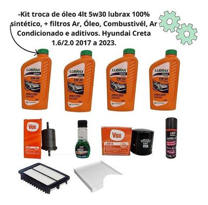 Imagem de Kit Revisão Troca Óleo 4l 5w30 Filtros Hyundai Creta 1.6 2.0