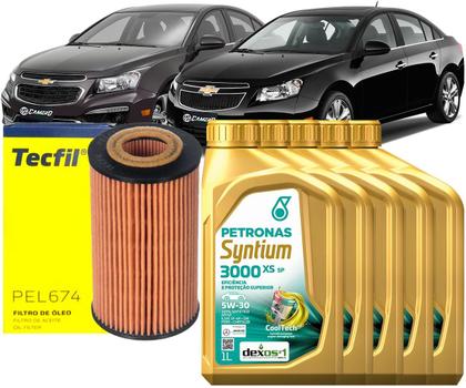 Imagem de Kit Revisão Troca Óleo 5w30 e Filtro Gm Cruze 1.8 16v 2011 2012 2013 2014 2015 2016