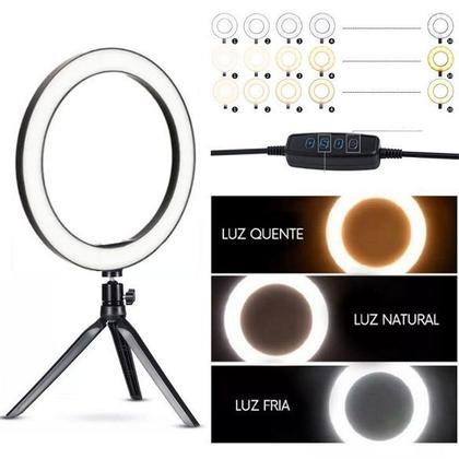 Imagem de Kit Ring light led tripé 2 metros acessórios iluminação filmagem gravação celular