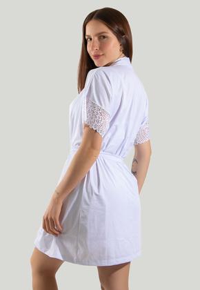 Imagem de Kit Robe Luxo Manga Curta + Camisola Amamentação Renda Sexy