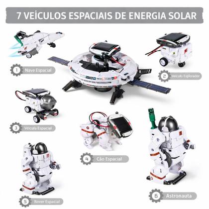 Imagem de Kit robo solar 6 em 1 brinquedo montar estacao espacial astronauta educativo robotica com placa energia