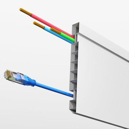 Imagem de Kit Rodapé de Pvc 10 Barras com Canaletas de 10 Unidade - Preto