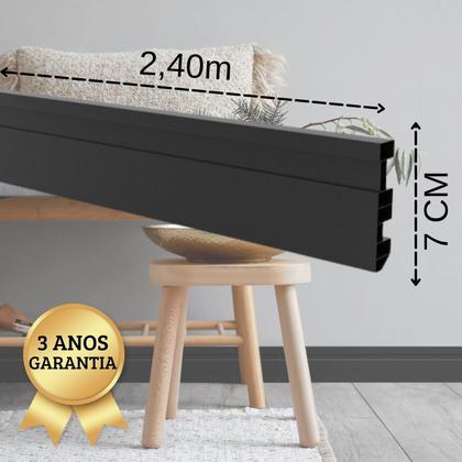 Imagem de Kit Rodapé de Pvc 10 Barras com Canaletas de 10 Unidade - Preto