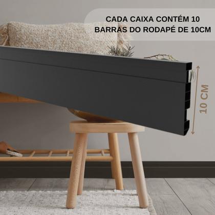 Imagem de Kit Rodapé de Pvc 10 Barras com Canaletas de 10 Unidade - Preto