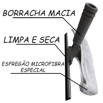 Imagem de Kit Rodo Limpa Vidros Com Cabo Extensor Telescópico 1,65 Mts