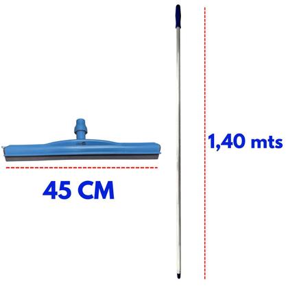 Imagem de Kit Rodo Profissional De Borracha Dupla 65 Cm Com Cabo Alumínio 1,40 Mts