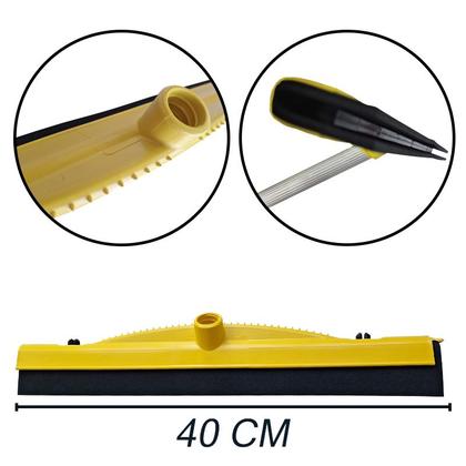 Imagem de Kit Rodo Puxa e Seca Tudo Borracha Dupla 40 Cm Com Cabo Profissional