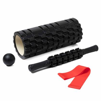 Imagem de Kit Rolo De Massagem E Bastão Liberação Miofascial Bola Lacrosse