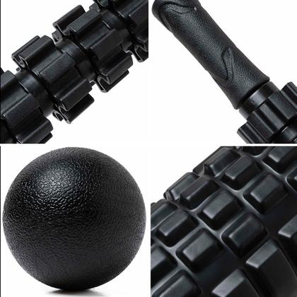 Imagem de Kit Rolo De Massagem E Bastão Liberação Miofascial Bola Lacrosse