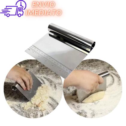 Imagem de Kit Rolo e Espátula Raspador Cortador Confeiteiro Massa em Inox