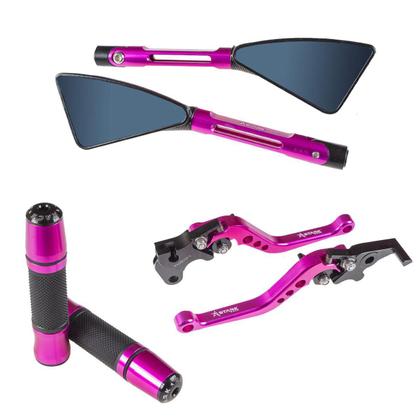 Imagem de Kit Rosa Manopla Jupiter Retrovisor Manete Duke 200 390